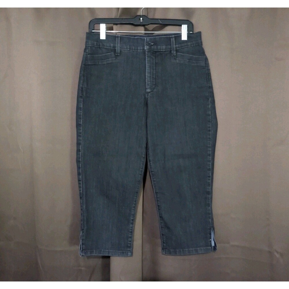 Not Your Daughter Jeans NYDJ Women's 10P Black High-Rise Capri Denim Stretch